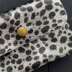 Leather Purse - Metallic Grey Cheetah